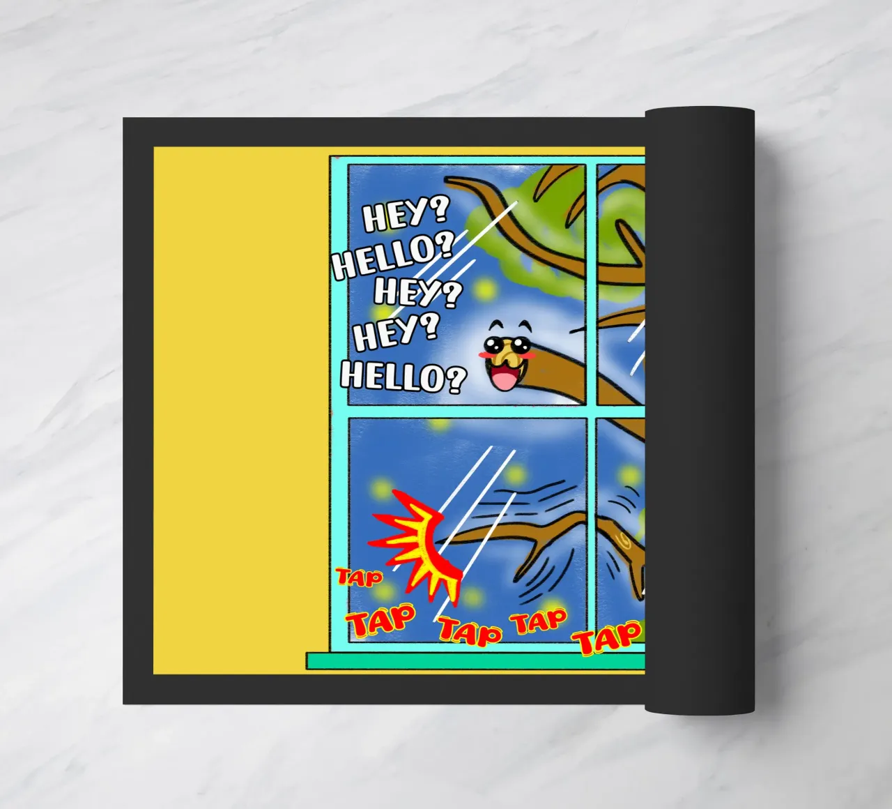 Divertente Kawaii Cute Tree Branch Tapping Cartone animato classico zerbino da sillyindustries