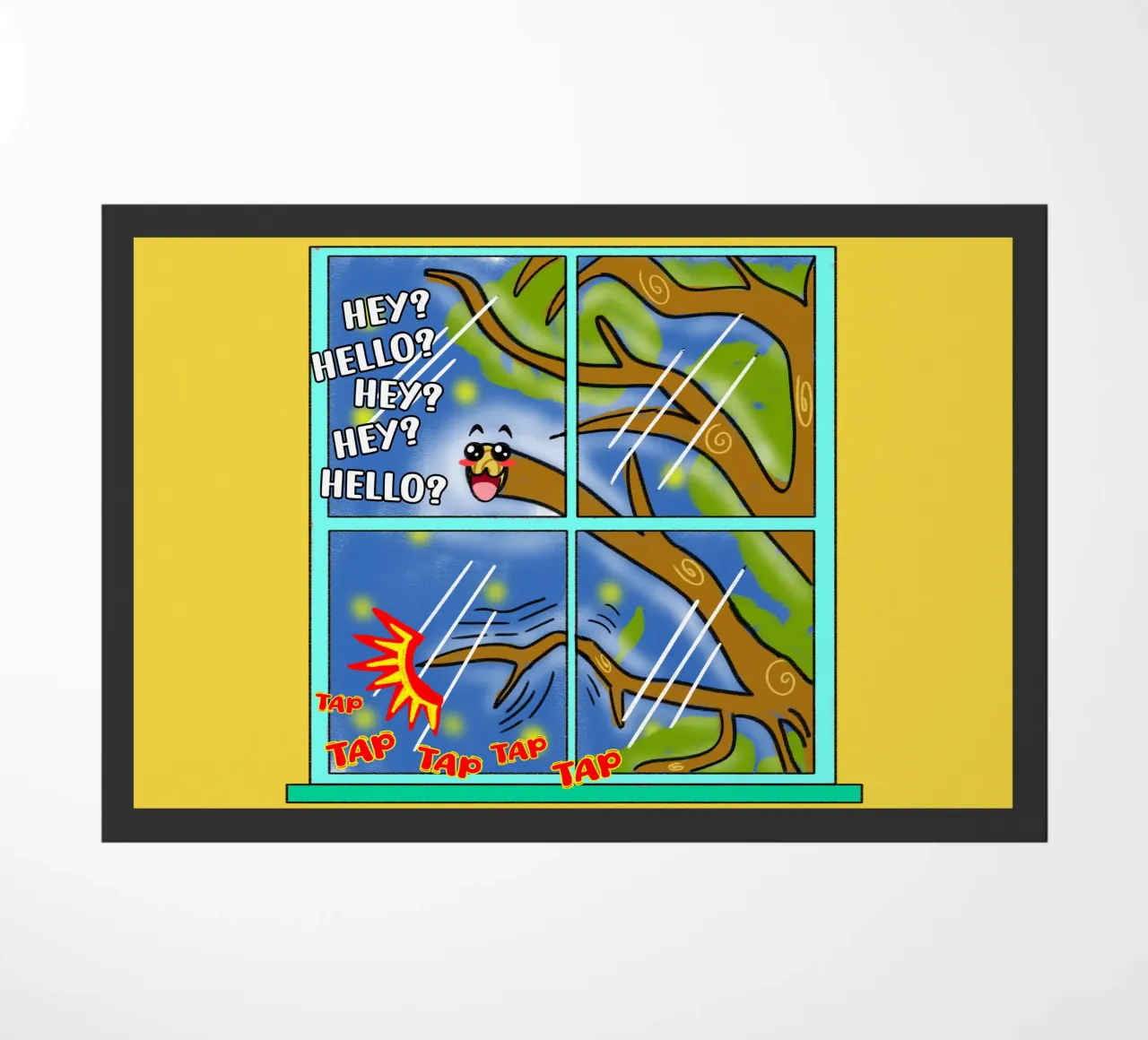 Divertente Kawaii Cute Tree Branch Tapping Cartone animato classico zerbino da sillyindustries