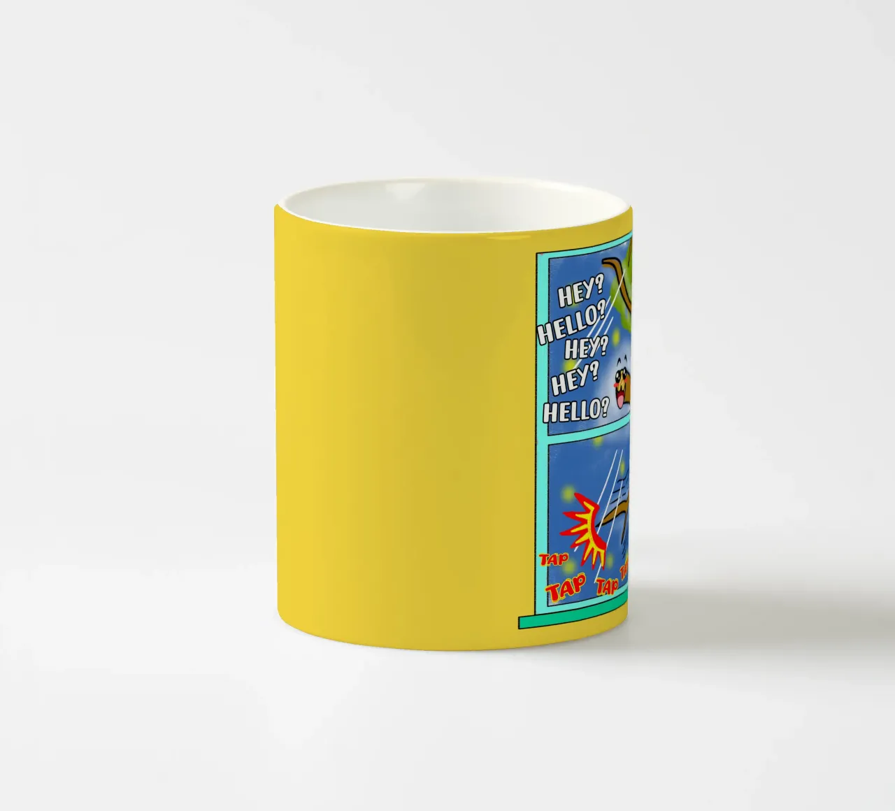 Divertente Kawaii Cute Tree Branch Tapping Cartone animato classico tazza in ceramica da sillyindustries