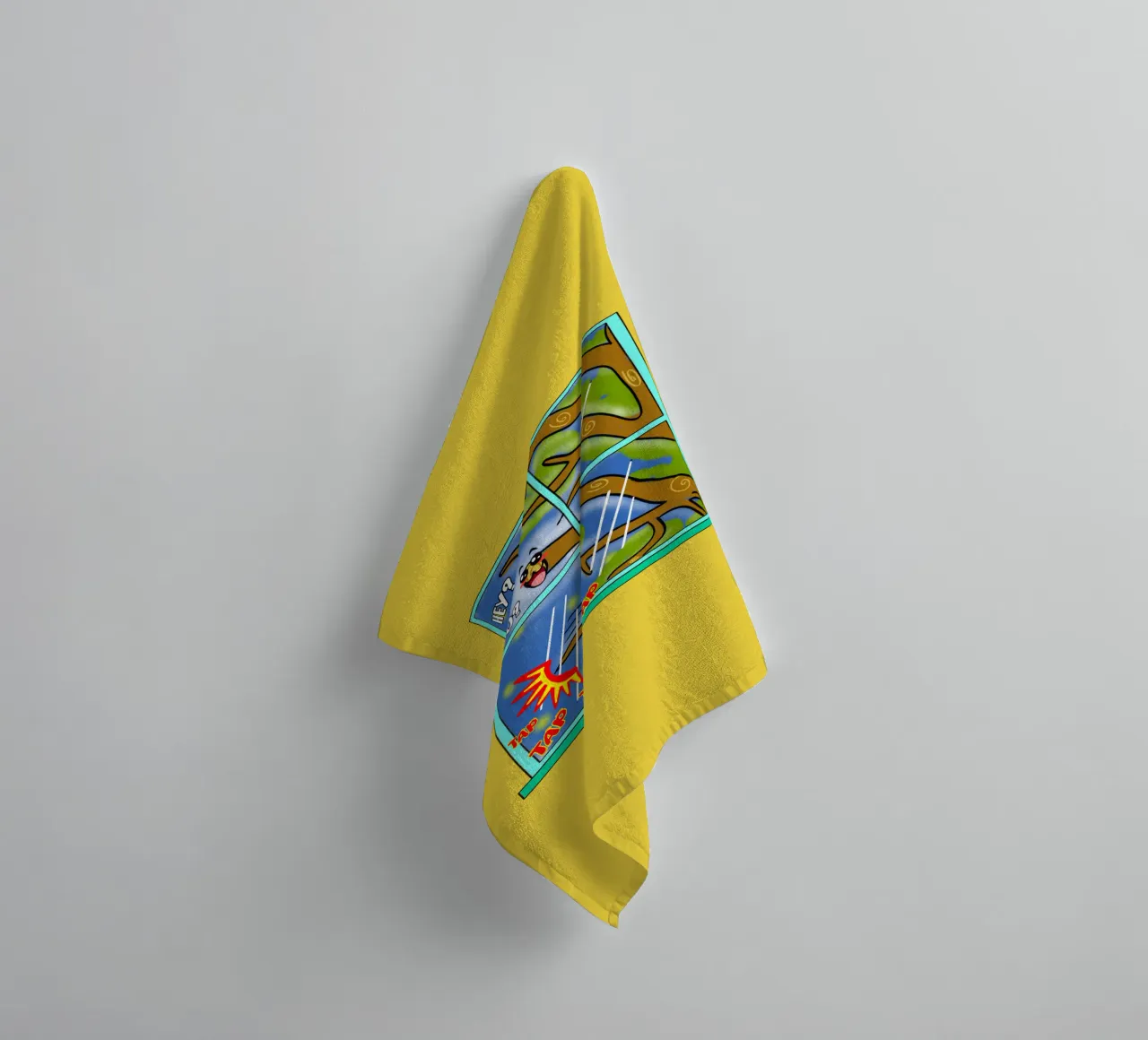 Divertente Kawaii Cute Tree Branch Tapping Cartone animato classico asciugamano da bagno da sillyindustries