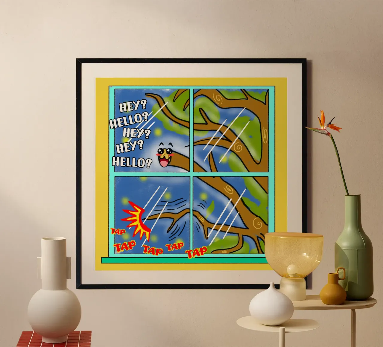 Lustiger Kawaii Niedlicher Baumzweig Klopfen Klassischer Cartoon Poster von sillyindustries