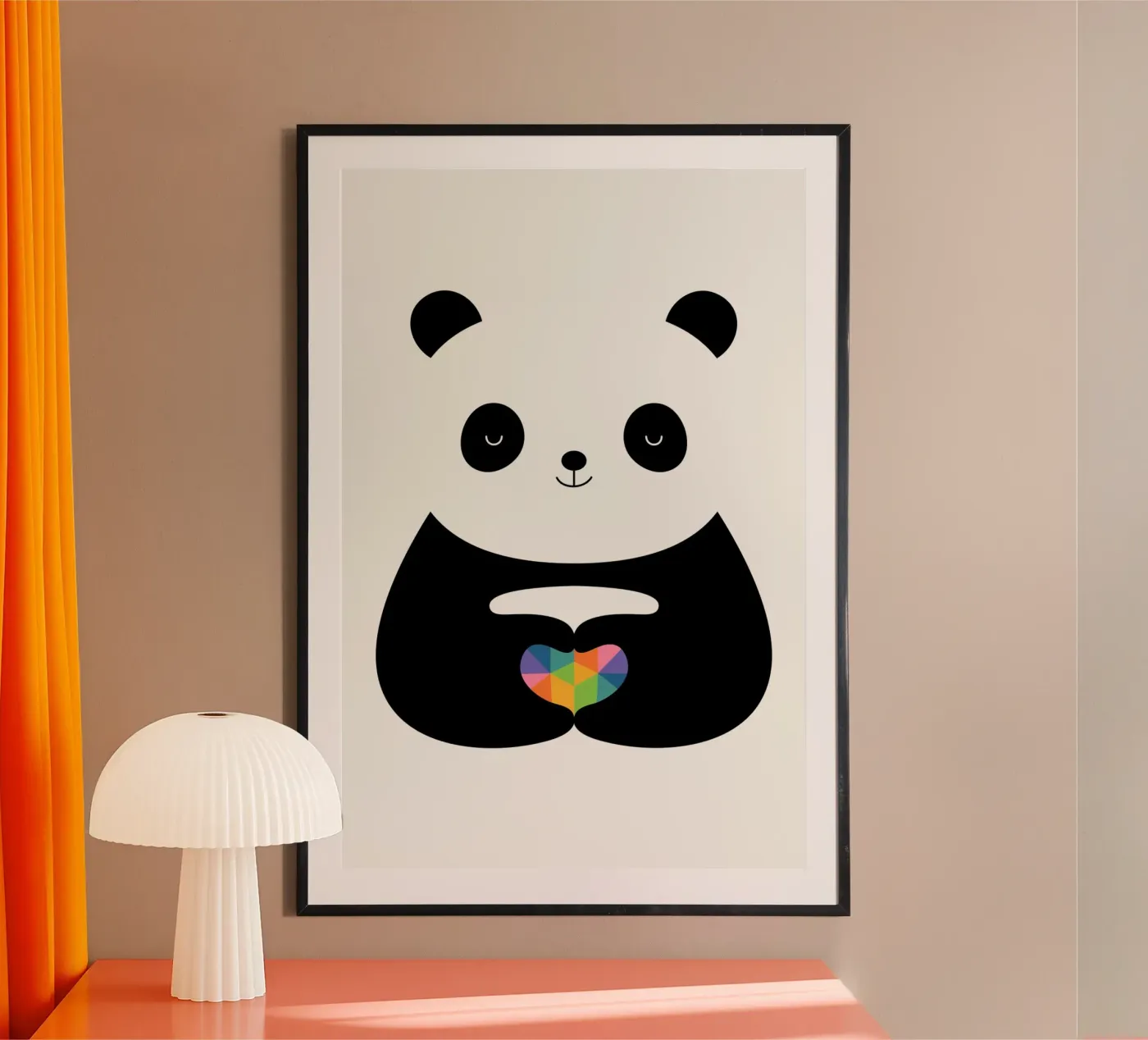 Panda-Liebe Poster mit Holzrahmen von Andy Westface