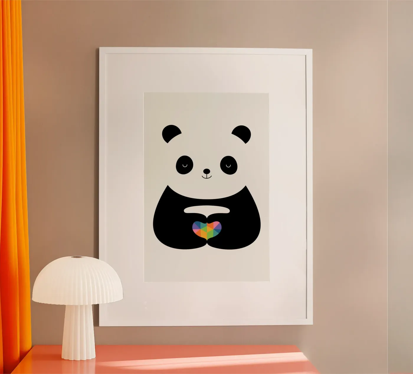 Panda-Liebe Poster mit Holzrahmen von Andy Westface