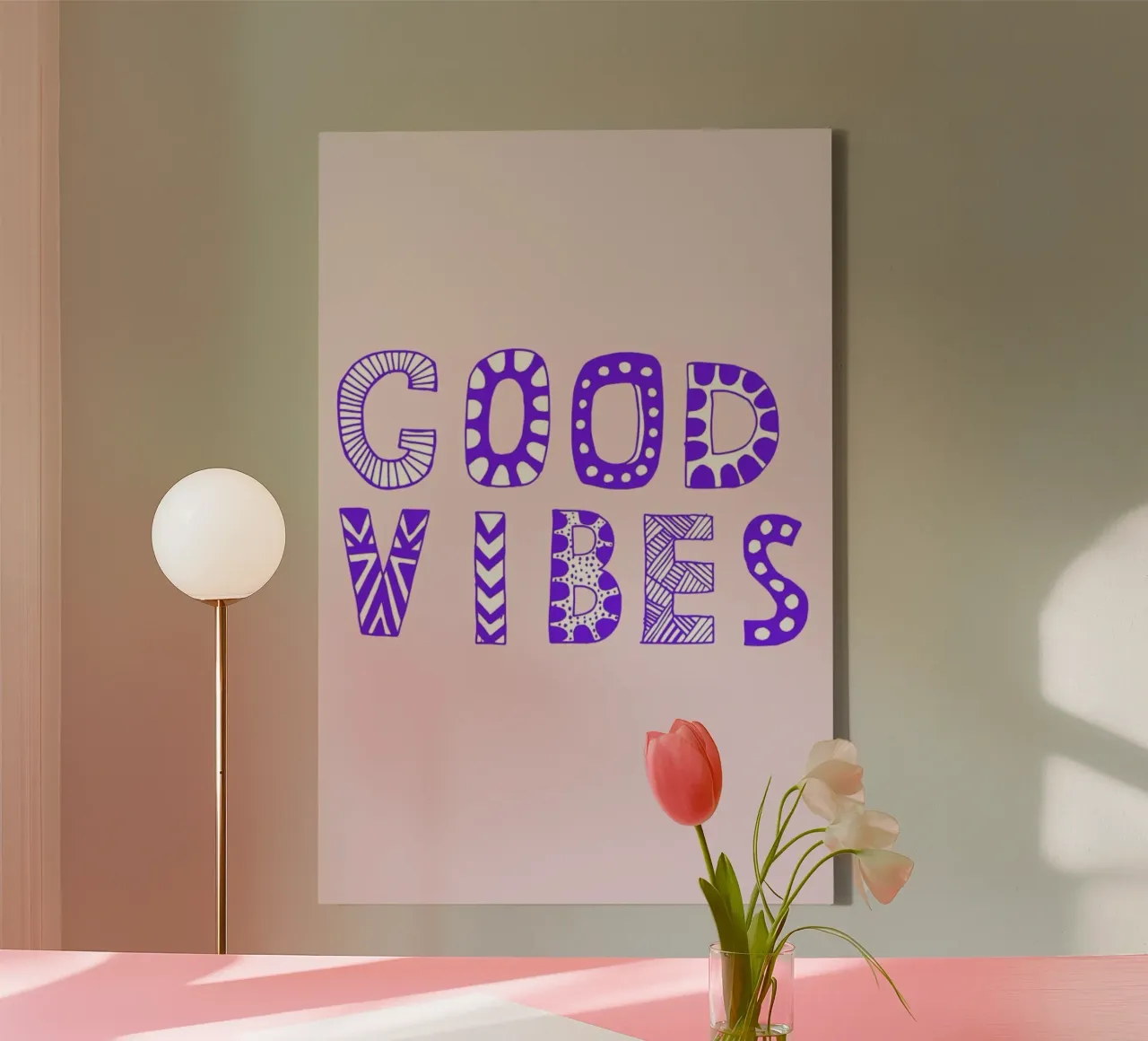 Good Vibes Pink tela con Cornice a cassetta da Vasare Nar