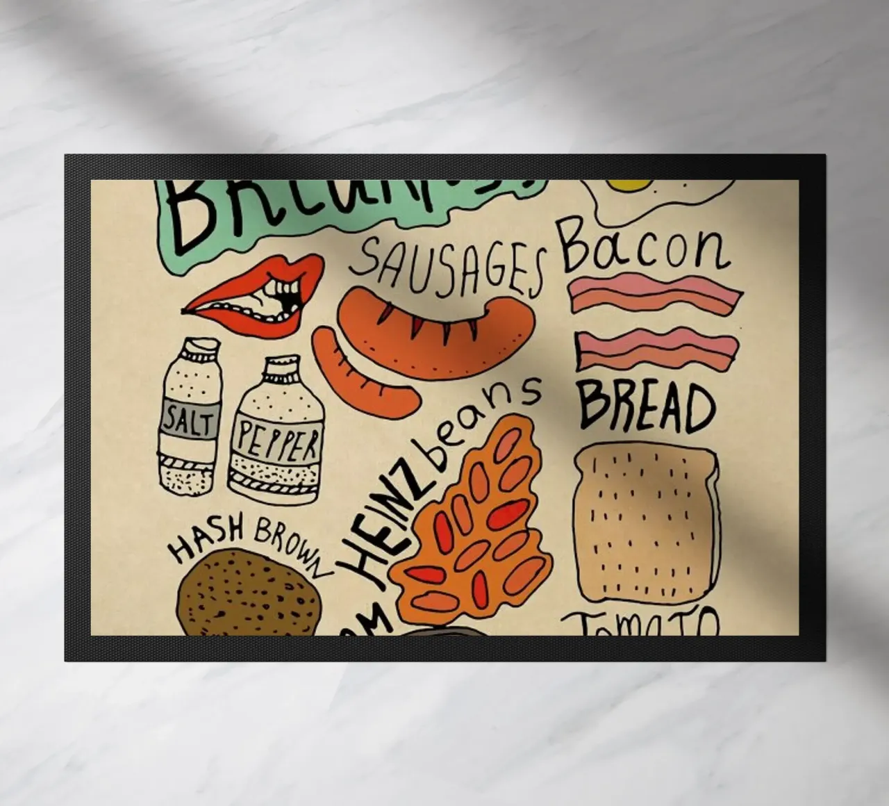English Breakfast doormat by Vasare Nar