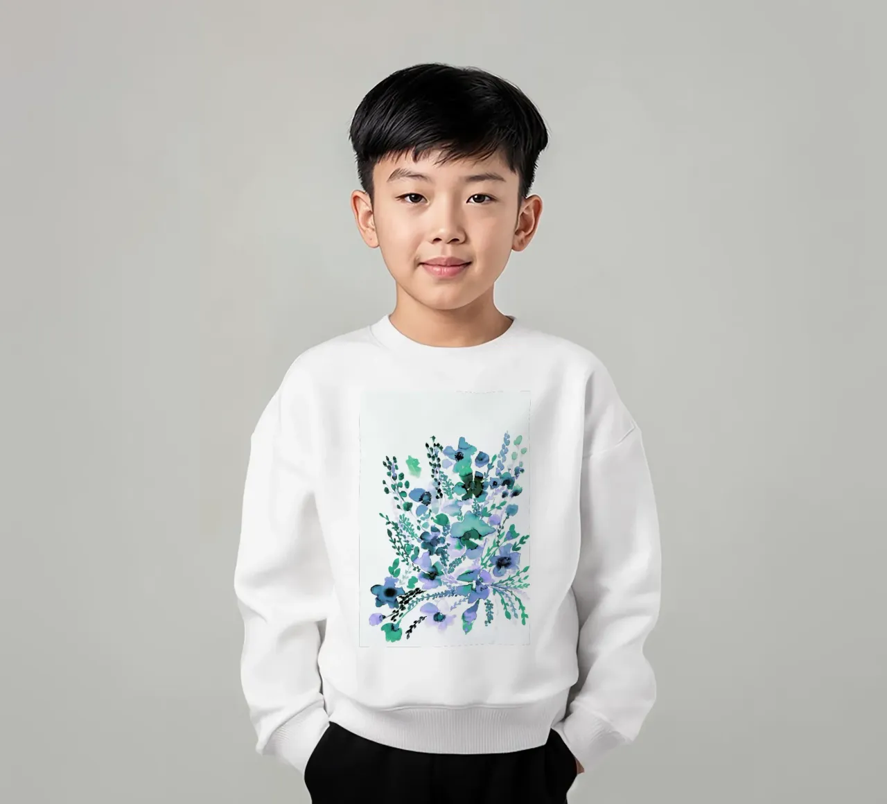 Amelia Floral Blue Green Kinder Sweatshirt von Amy Sia