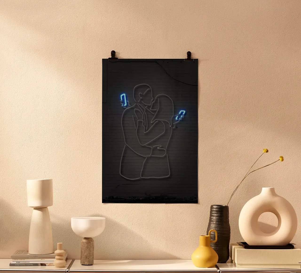 Mobile Lovers poster con telaio in legno da Octavian