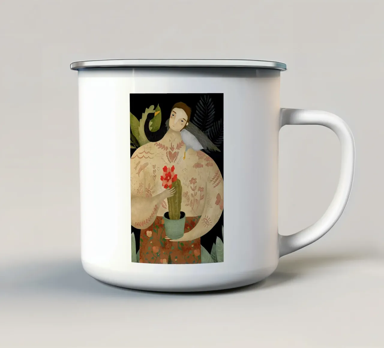 Wild Geese Man tazza in smalto da Amalia Restrepo