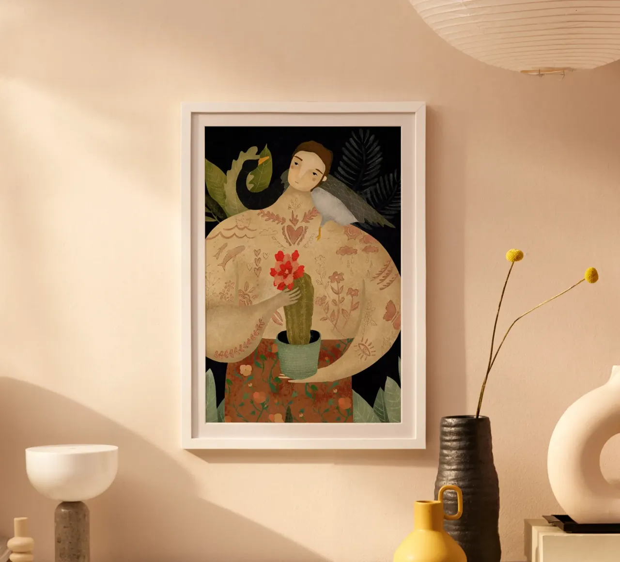Wild Geese Man poster con telaio in alluminio da Amalia Restrepo