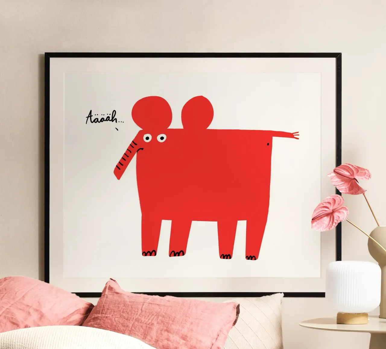 Elefante poster con telaio in legno da aucontraire