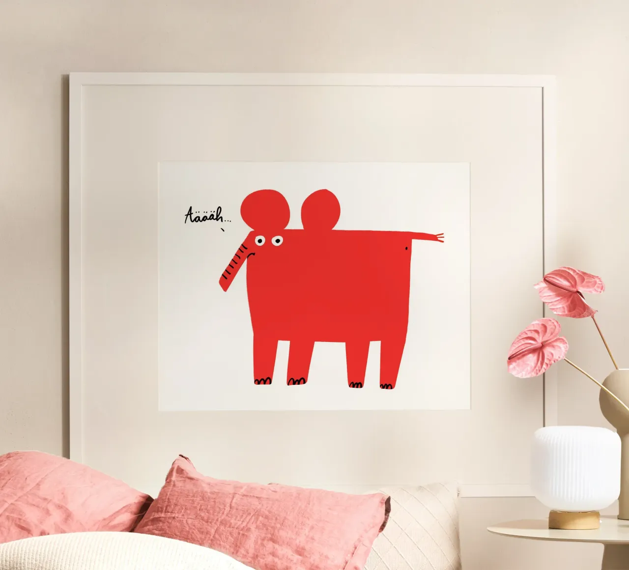 Elefante poster con telaio in legno da aucontraire