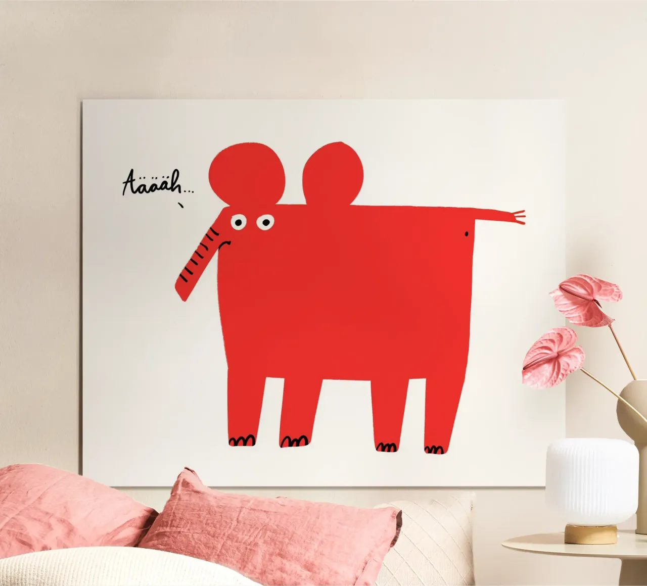 Elefante poster con telaio in legno da aucontraire