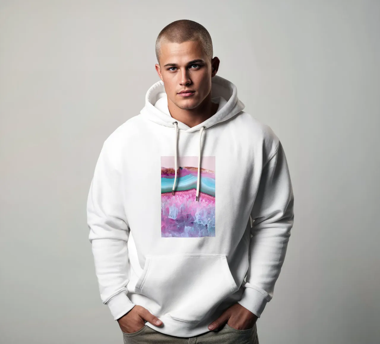 Rose Quartz and Serenity Agate felpa con cappuccio da cafelab