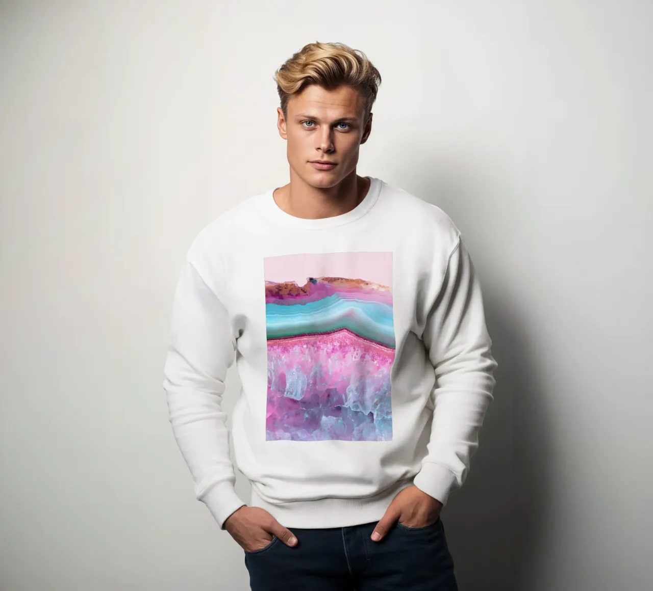 Rose Quartz and Serenity Agate felpa da cafelab