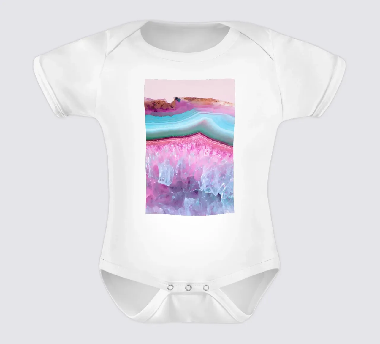 Rose Quartz and Serenity Agate body neonato maniche corte da cafelab