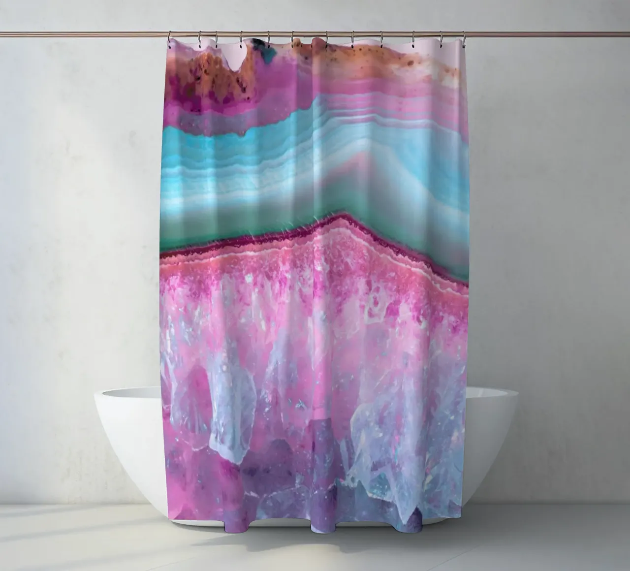 Rose Quartz and Serenity Agate tenda da doccia da cafelab