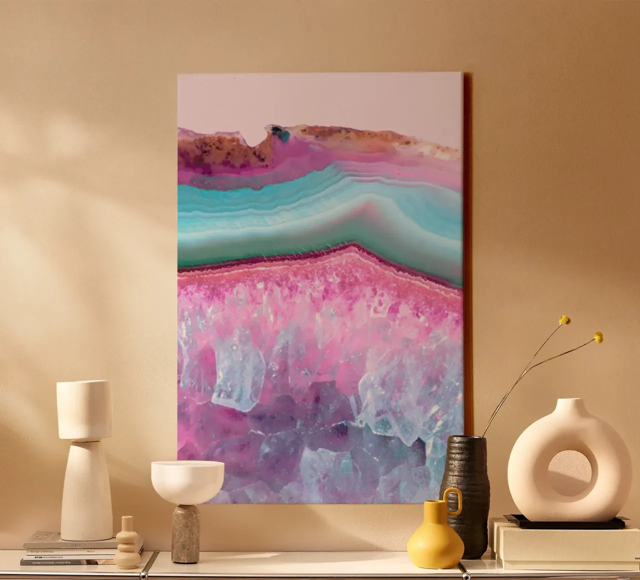Rose Quartz and Serenity Agate canvas by cafelab