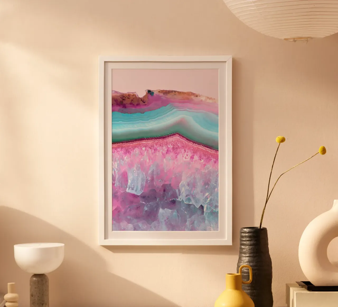 Rose Quartz and Serenity Agate poster da cafelab