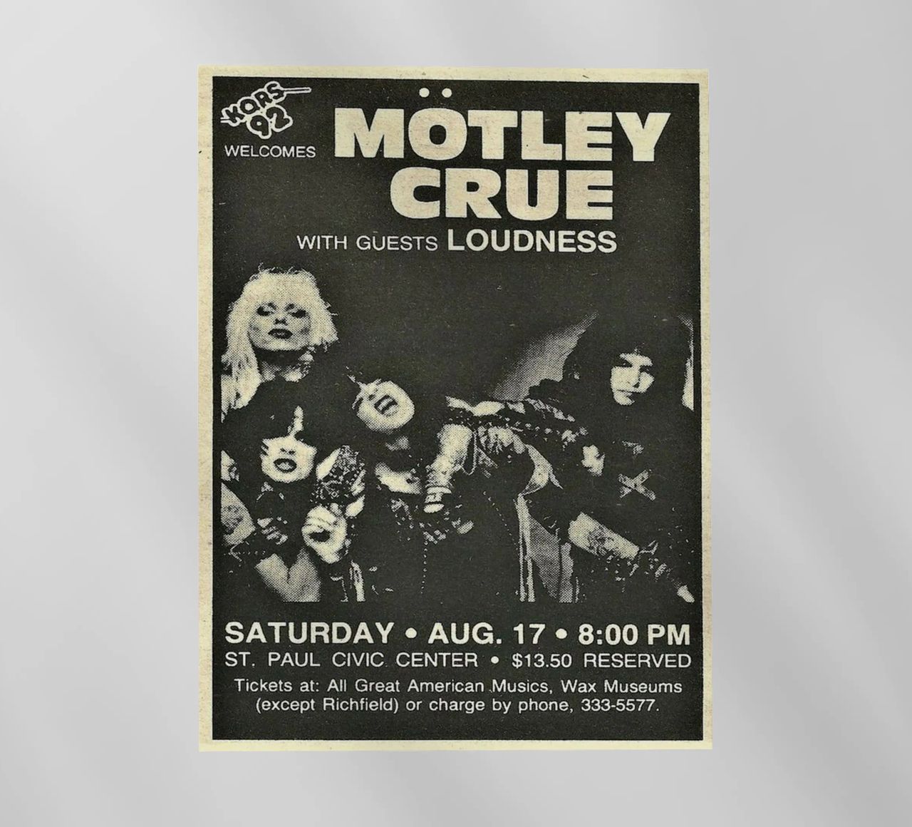 Motley Crue Vintage Concert Music film rétro-éclairé de SoundStudio