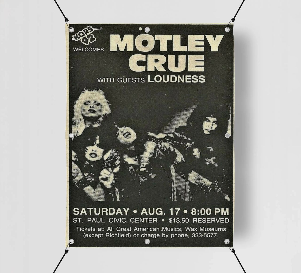 Motley Crue Vintage Concert Music bâche pvc de SoundStudio