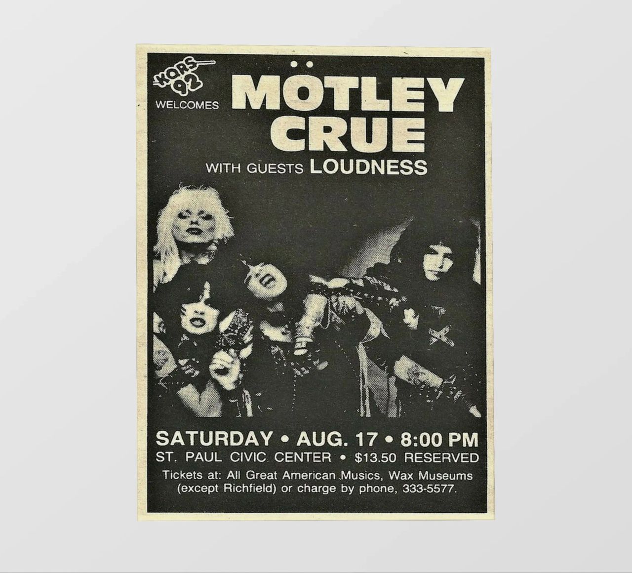 Motley Crue Vintage Concert Music bâche pvc de SoundStudio