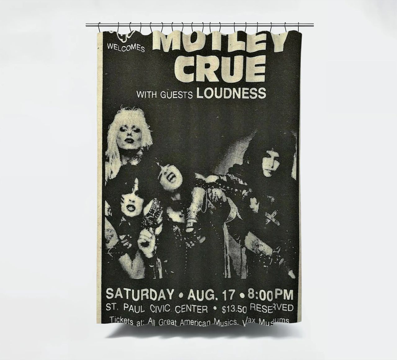 Motley Crue Vintage Concert Music rideau de douche de SoundStudio
