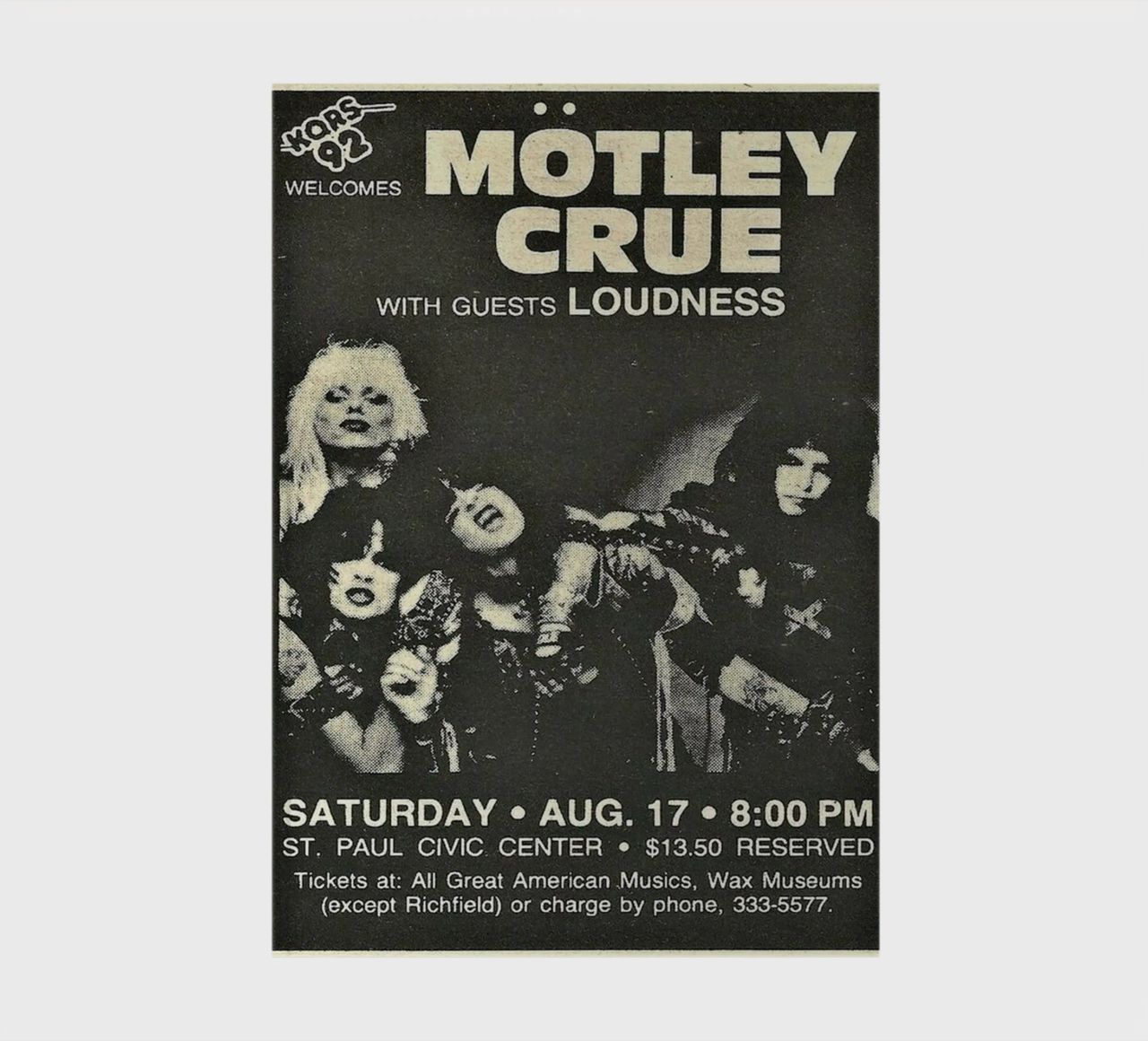 Motley Crue Vintage Concert Music carnet de notes de SoundStudio