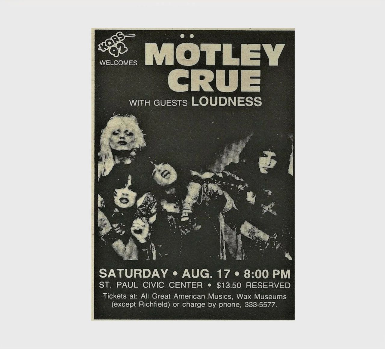 Motley Crue Vintage Concert Music carnet de notes de SoundStudio