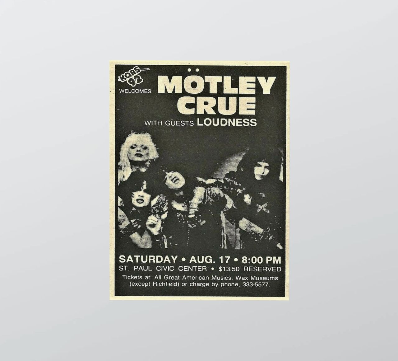 Motley Crue Vintage Concert Music autocollant de SoundStudio