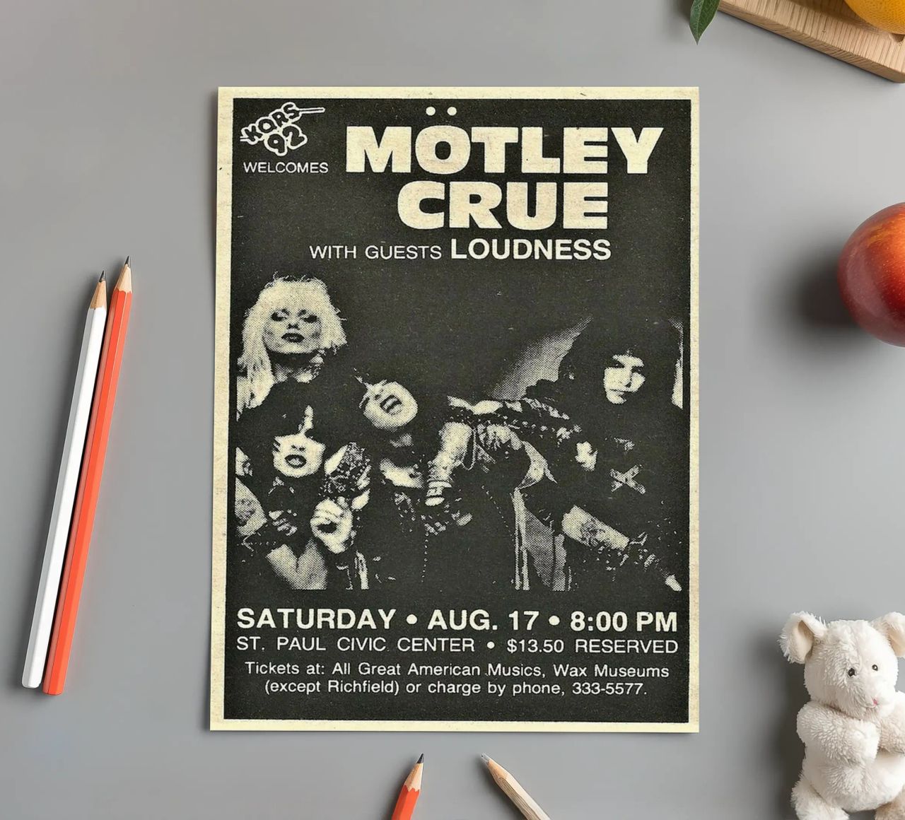 Motley Crue Vintage Concert Music planche autocollant de SoundStudio
