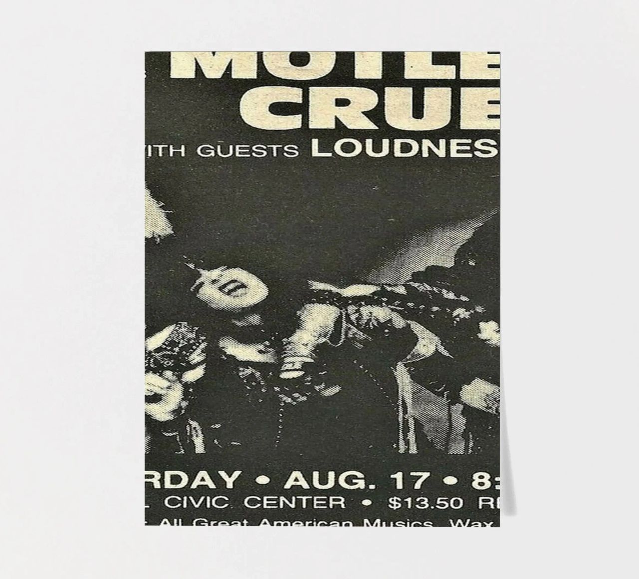 Motley Crue Vintage Concert Music planche autocollant de SoundStudio