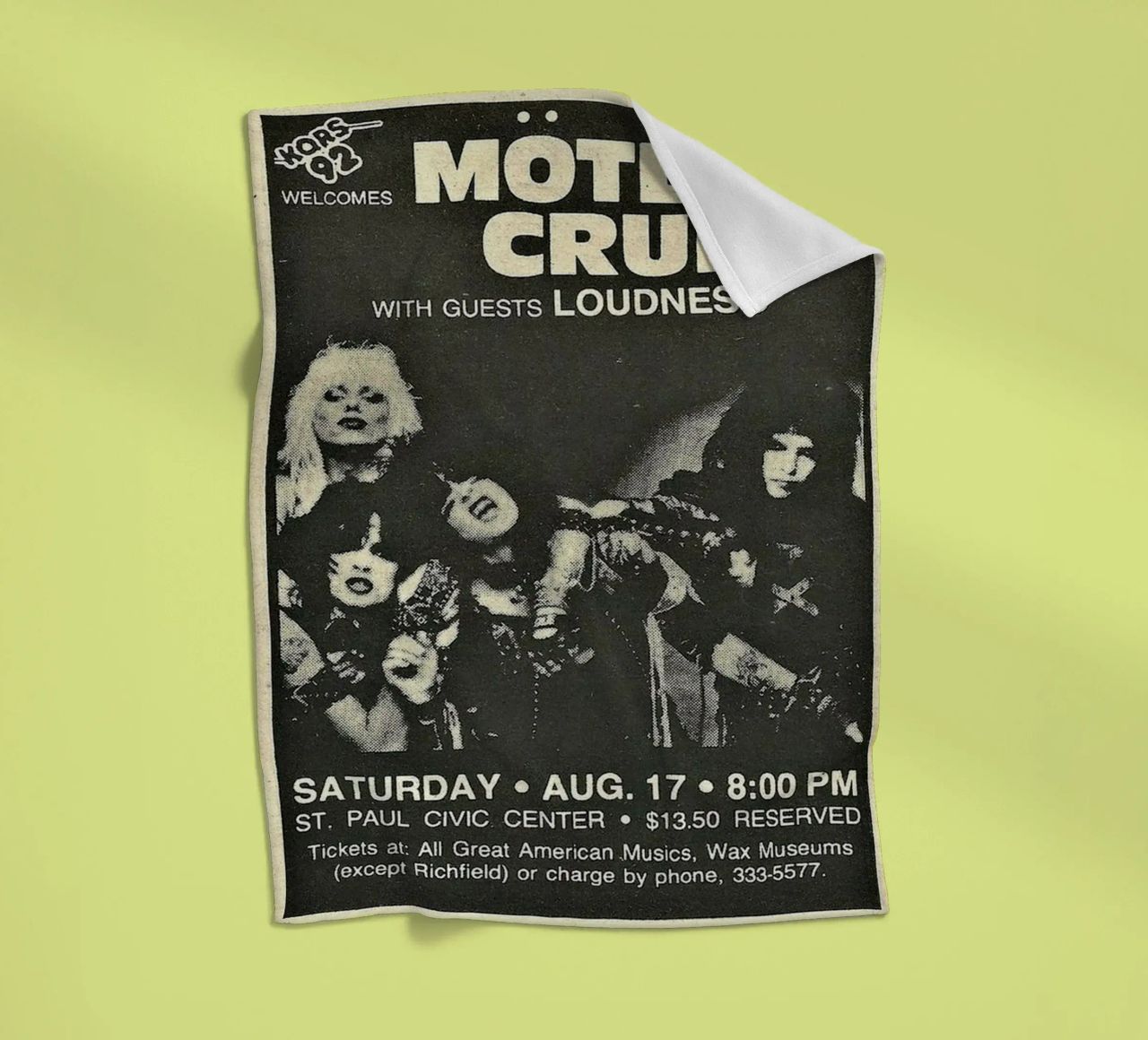 Motley Crue Vintage Concert Music plaid polaire de SoundStudio