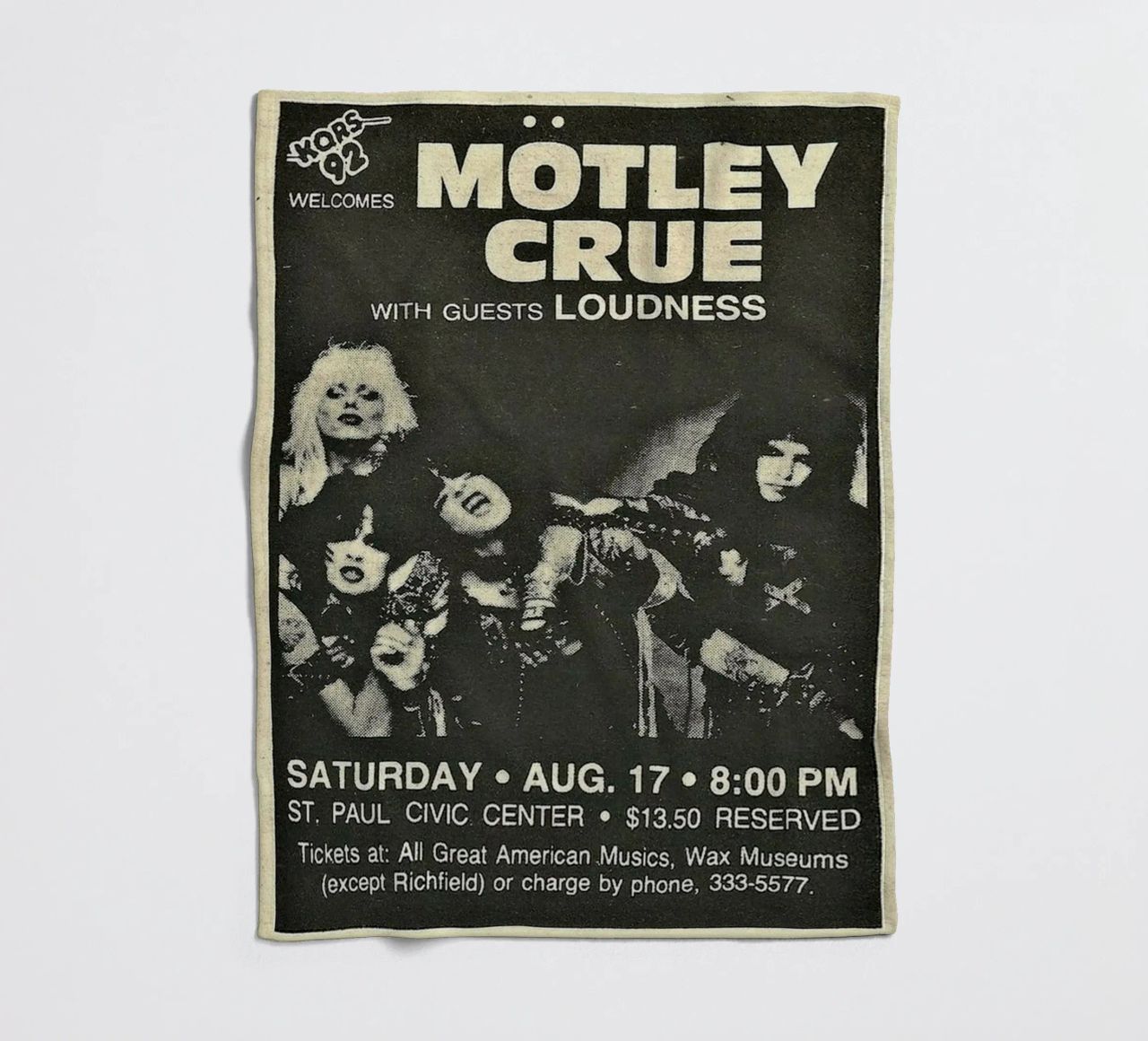 Motley Crue Vintage Concert Music plaid polaire de SoundStudio