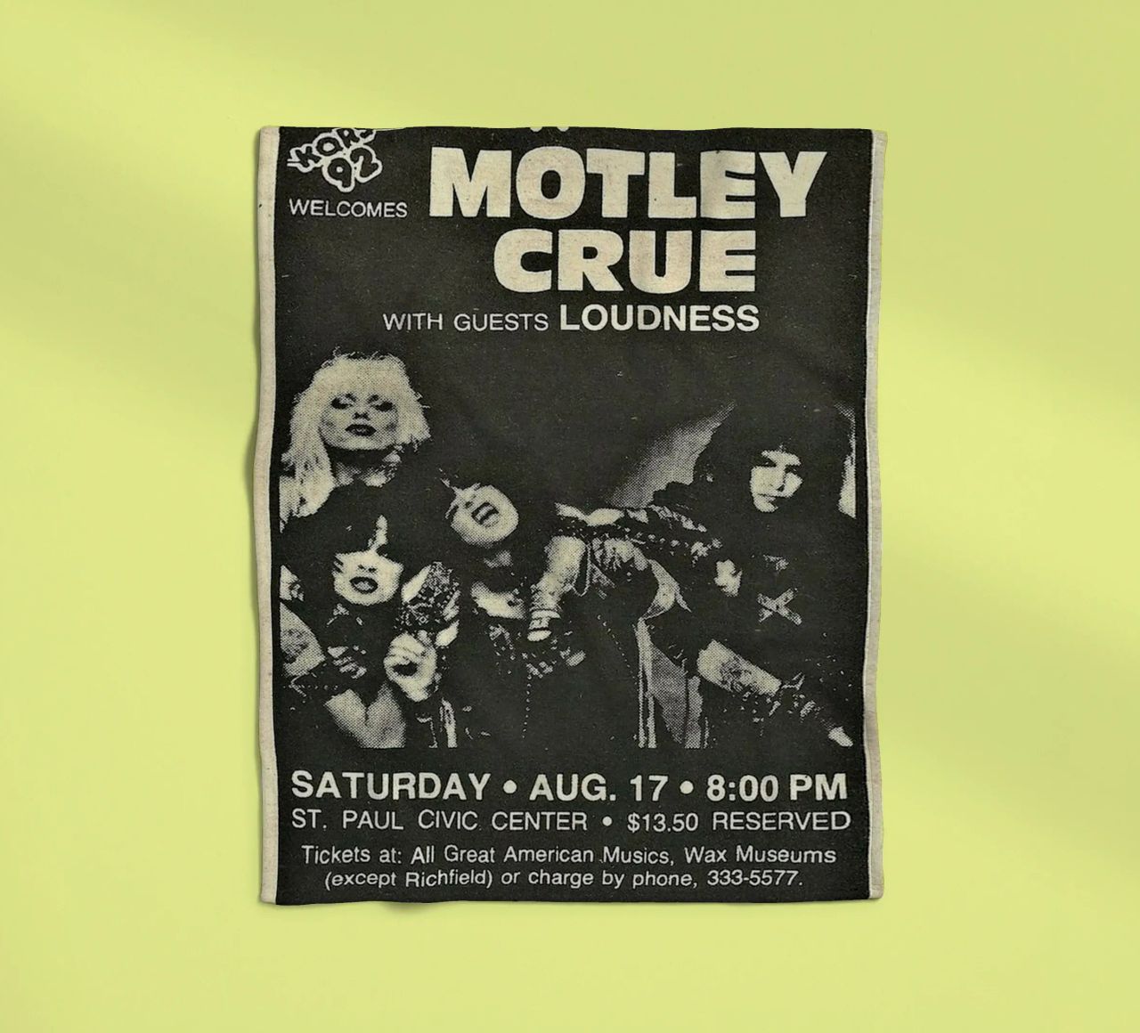 Motley Crue Vintage Concert Music plaid polaire de SoundStudio