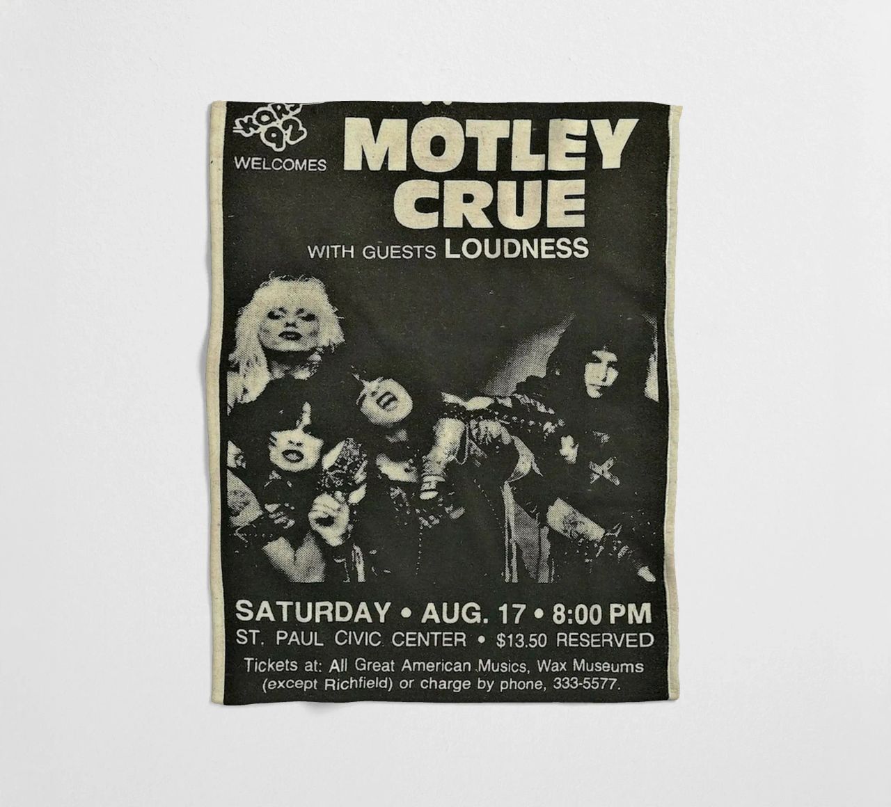 Motley Crue Vintage Concert Music plaid polaire de SoundStudio