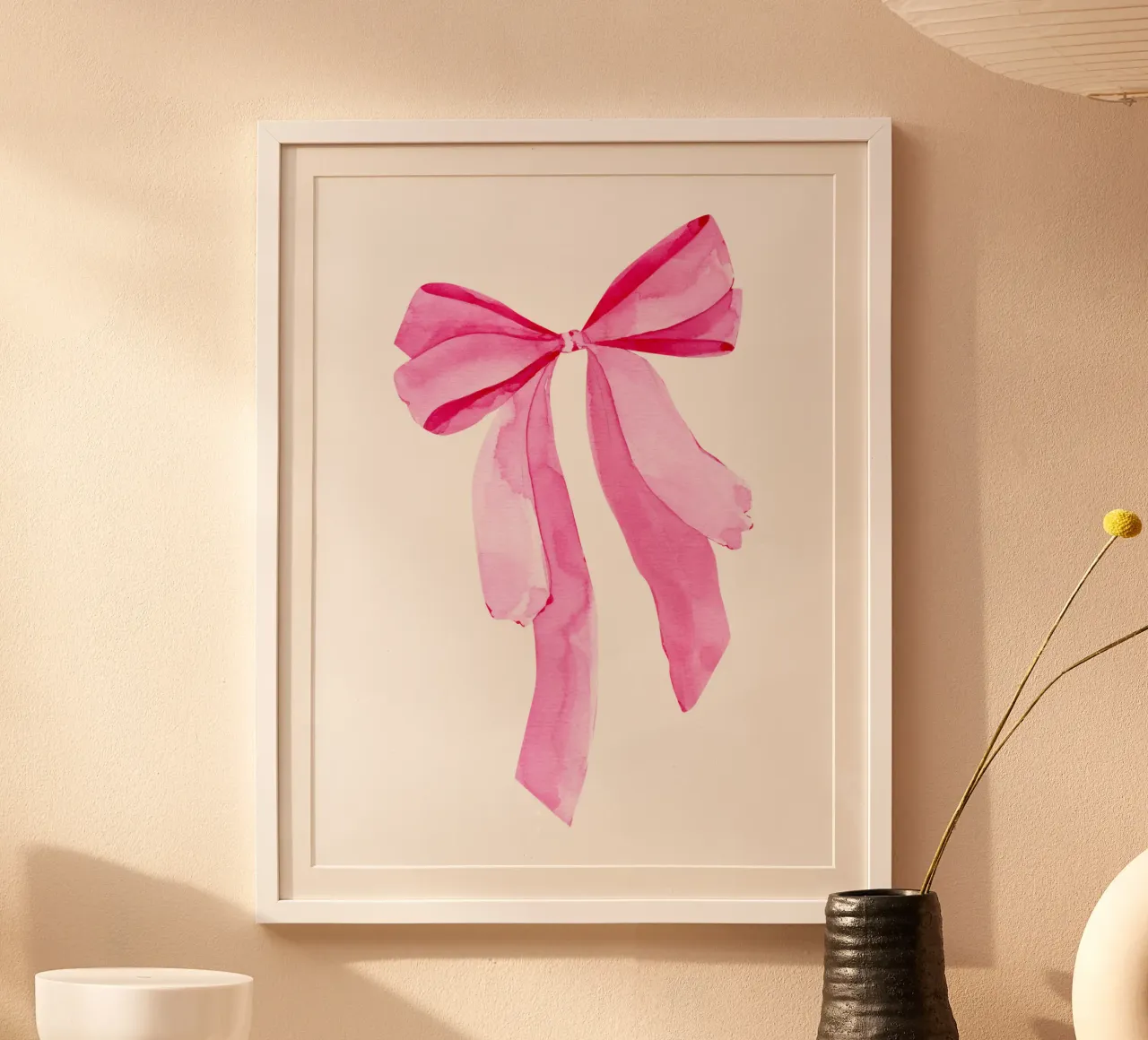 Fiocco acquerellato rosa, stampa fiocco Coquette, fiocco adesivo poster con telaio in legno da Coquette Club