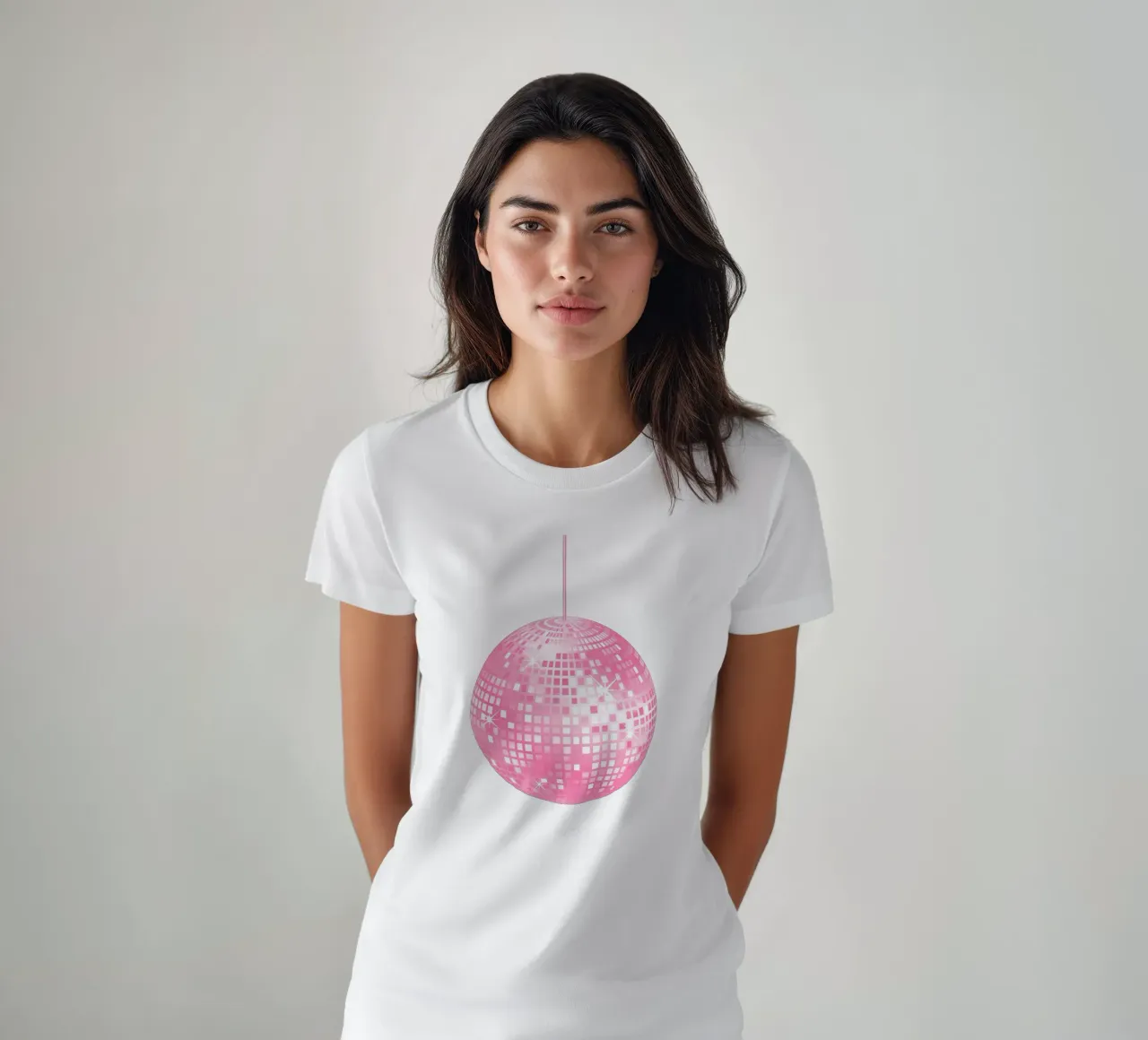 Roze Disco Bal Poster, Disco Bal, Roze Schattig Girly Decor t-shirt van Coquette Club