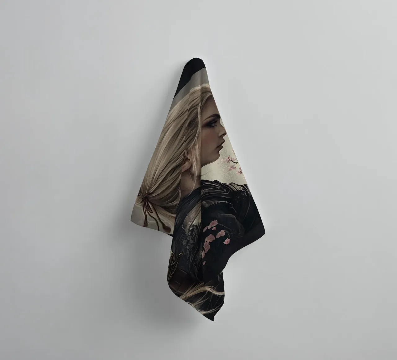 Samurai girl with Flowers towel by Synthaira