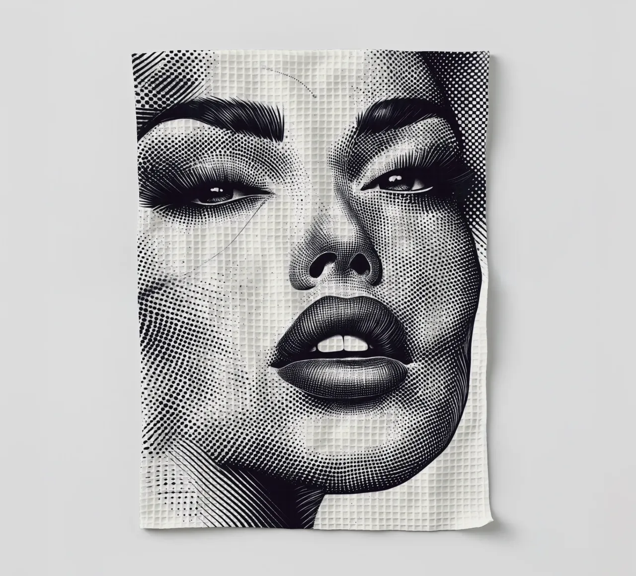 Beautiful Woman in dot art tea towel by Synthaira