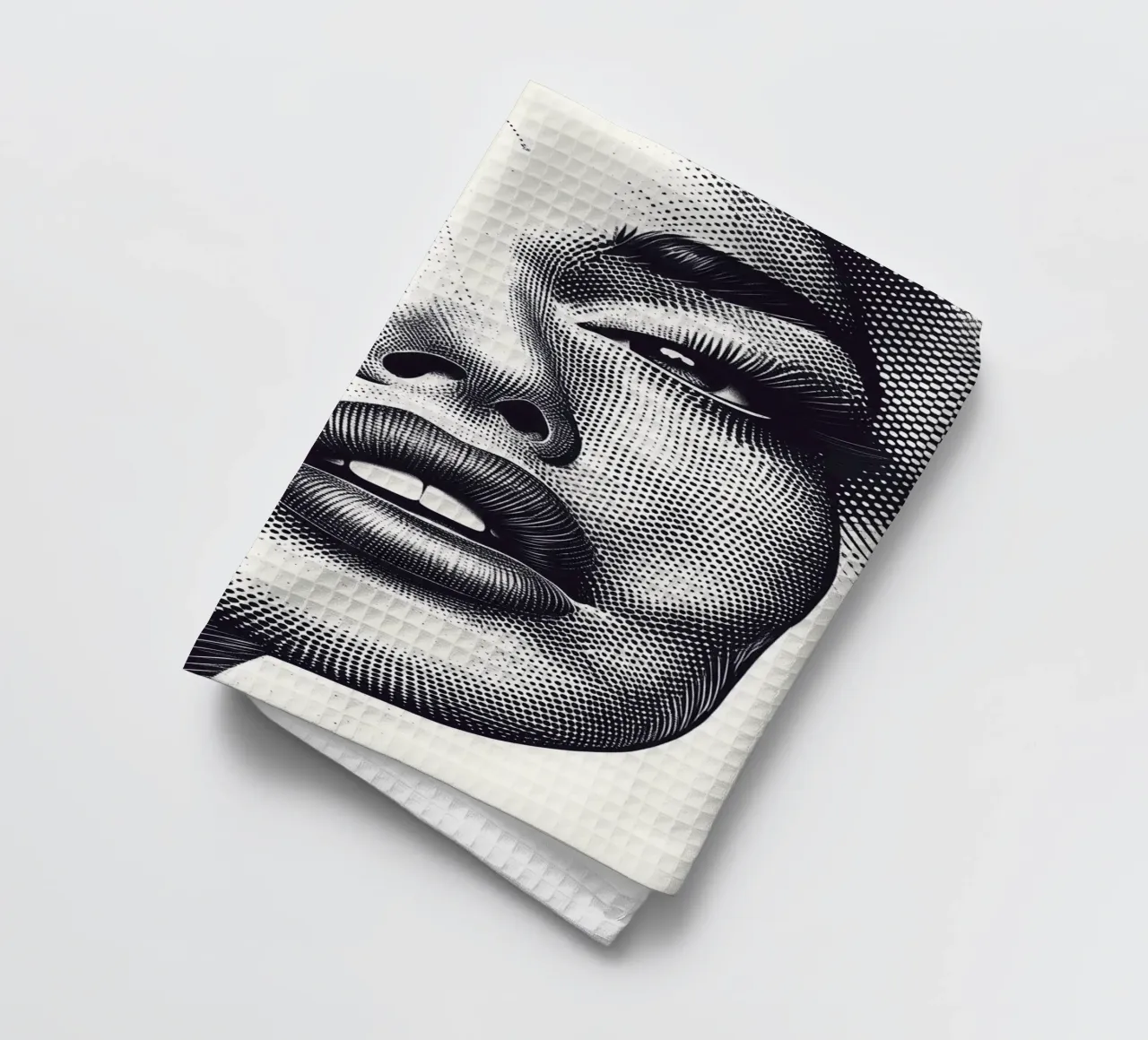 Beautiful Woman in dot art tea towel by Synthaira