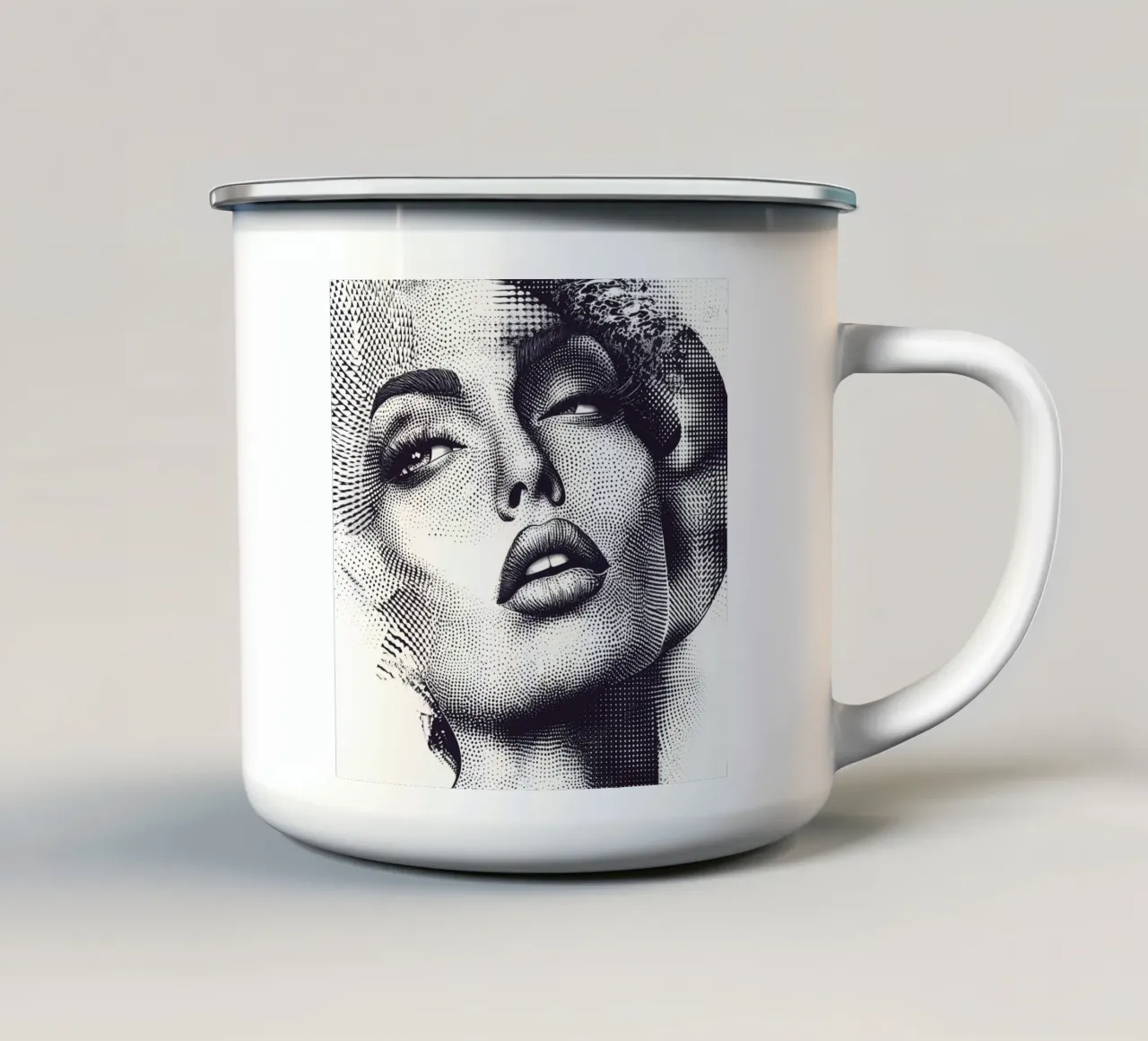 Woman in dot art tazza in smalto da Synthaira
