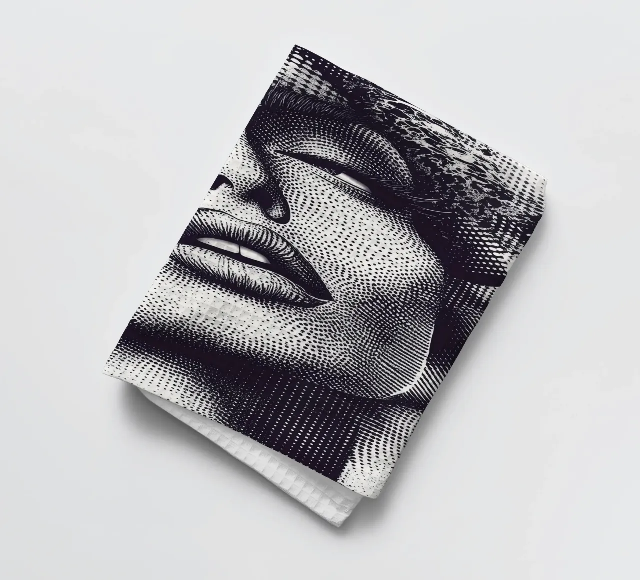 Woman in dot art tea towel by Synthaira