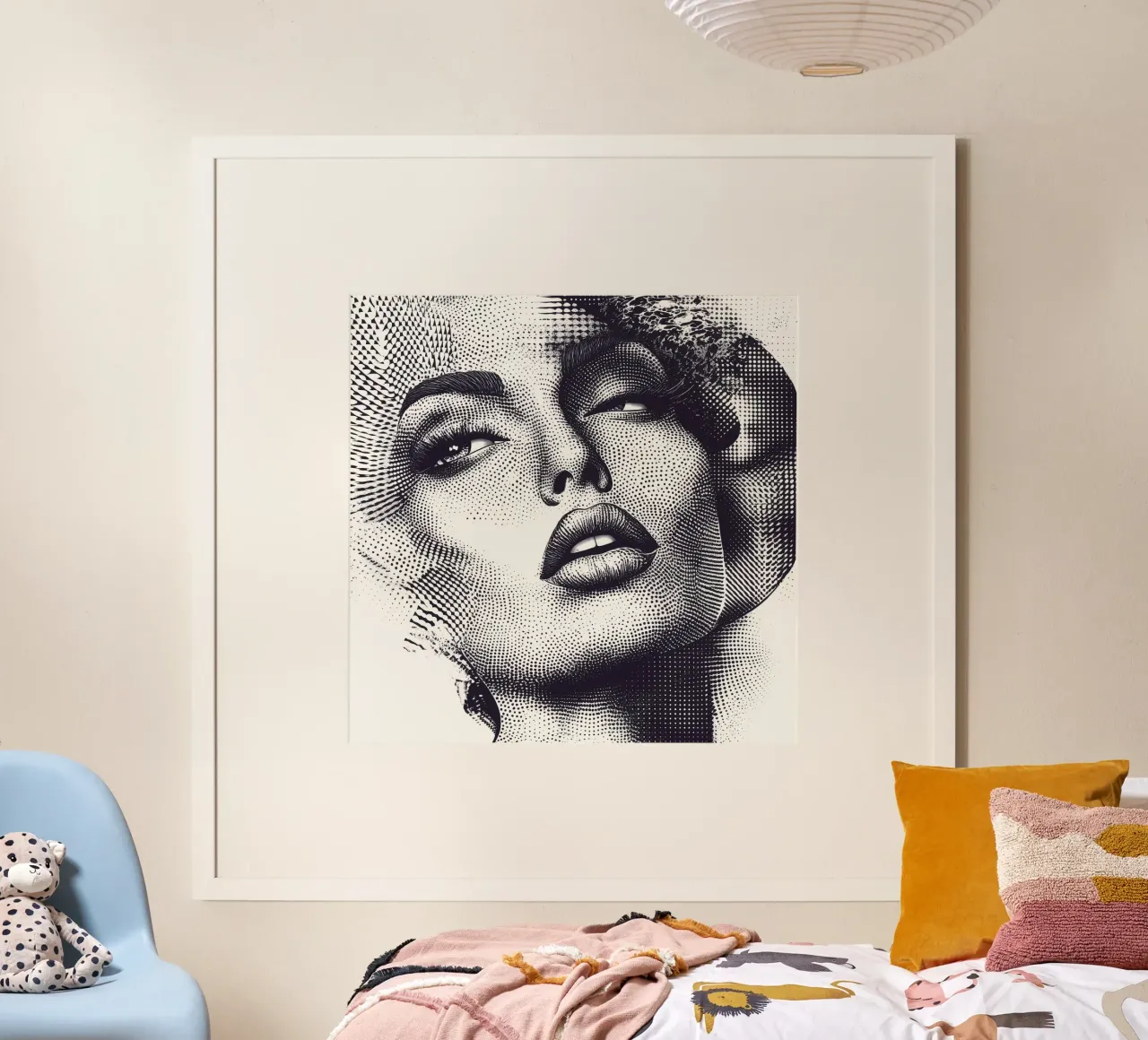Retro Glamour - Pop Art Dot Art Halftone Woman Portrait poster da Synthaira