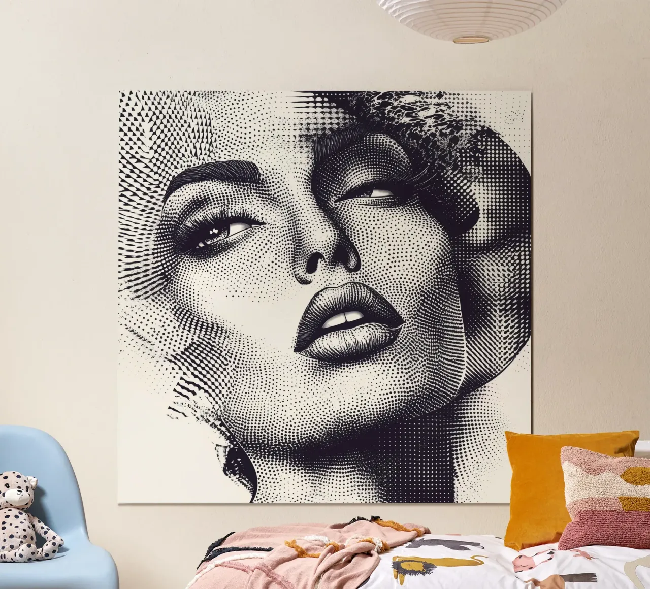 Retro Glamour - Pop Art Dot Art Halftone Woman Portrait poster da Synthaira