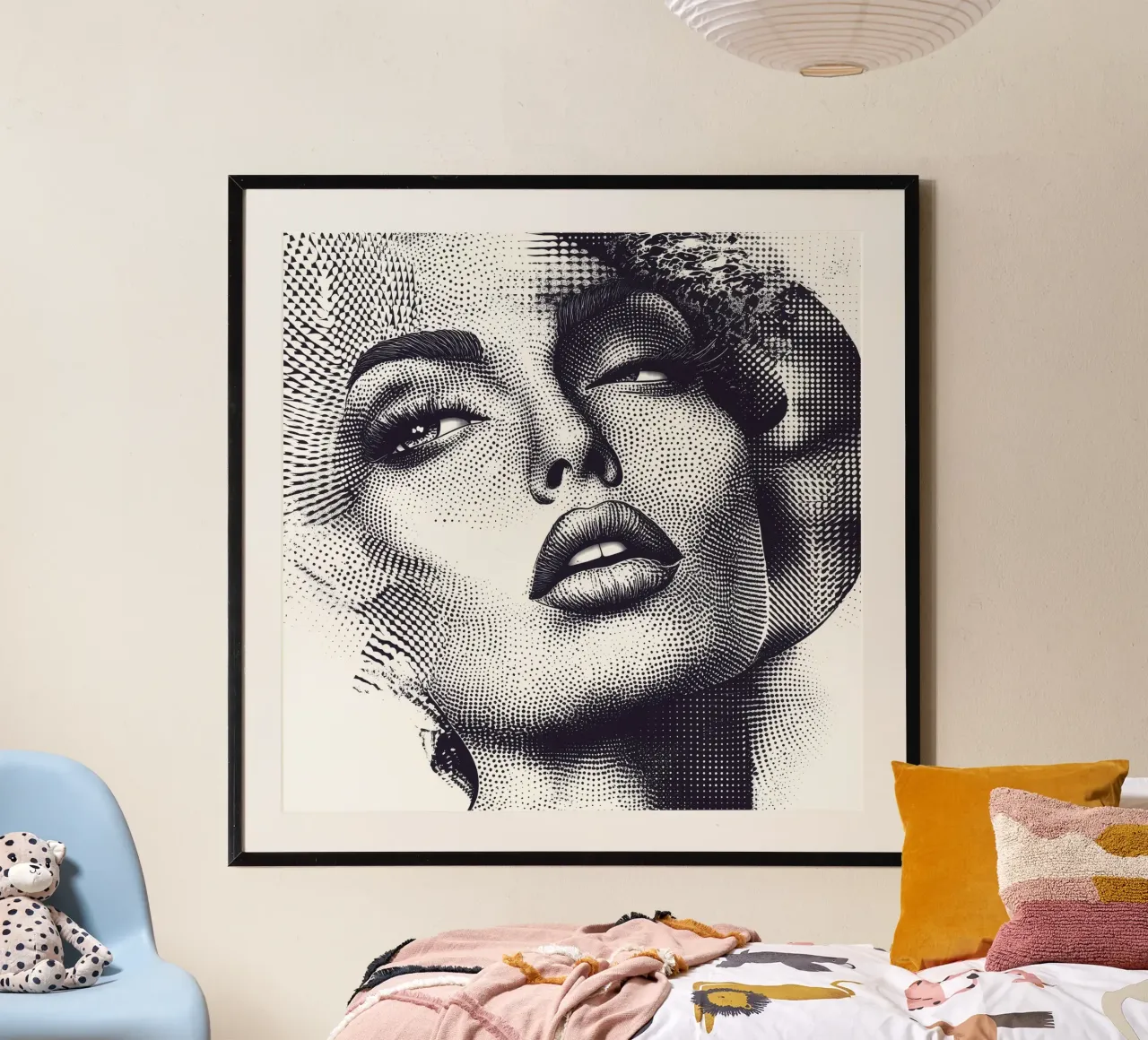 Retro Glamour - Pop Art Dot Art Halftone Woman Portrait poster da Synthaira