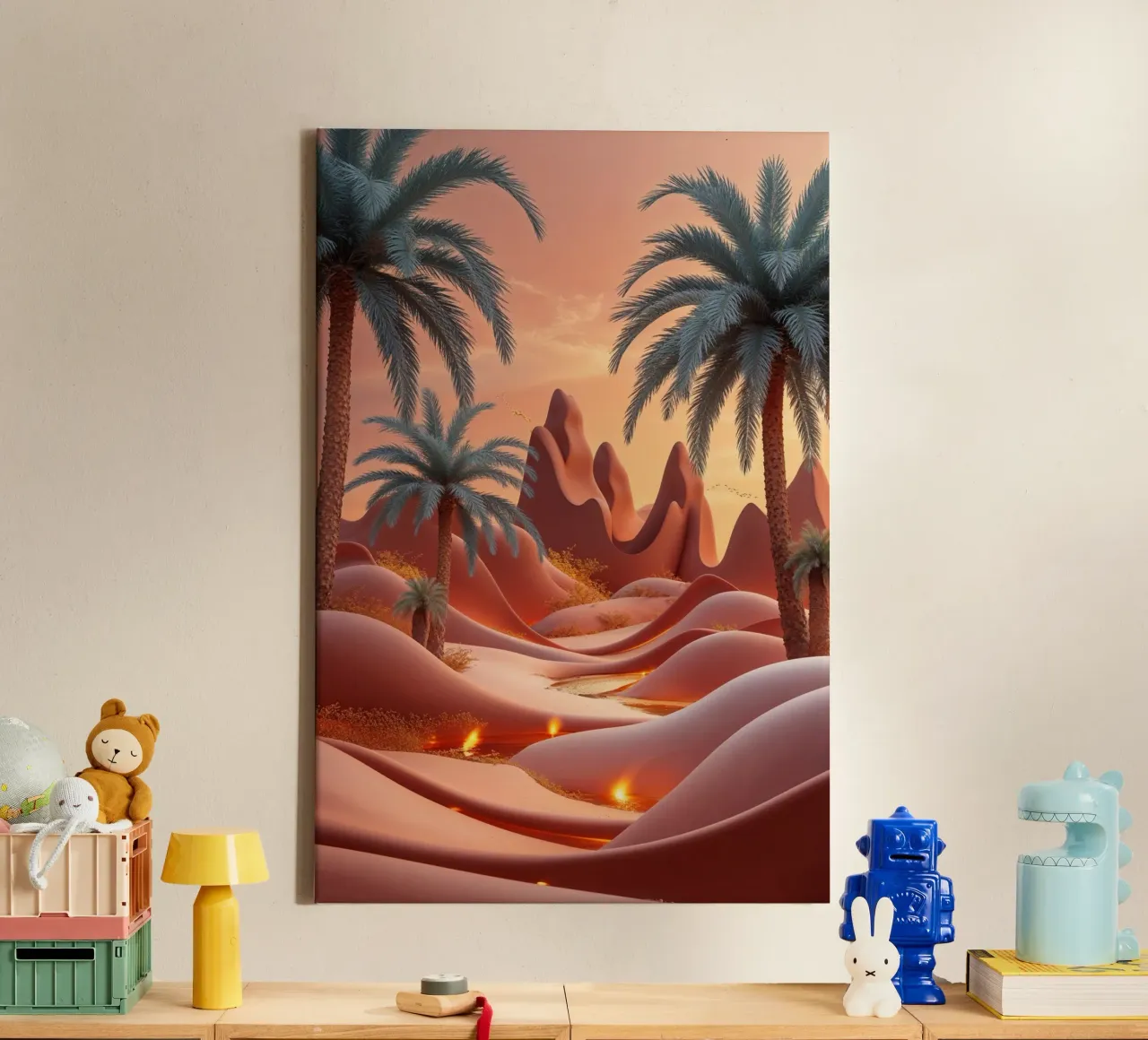 Dreamlike Desert Oasis with Flowing Light tela da AlbertKlee