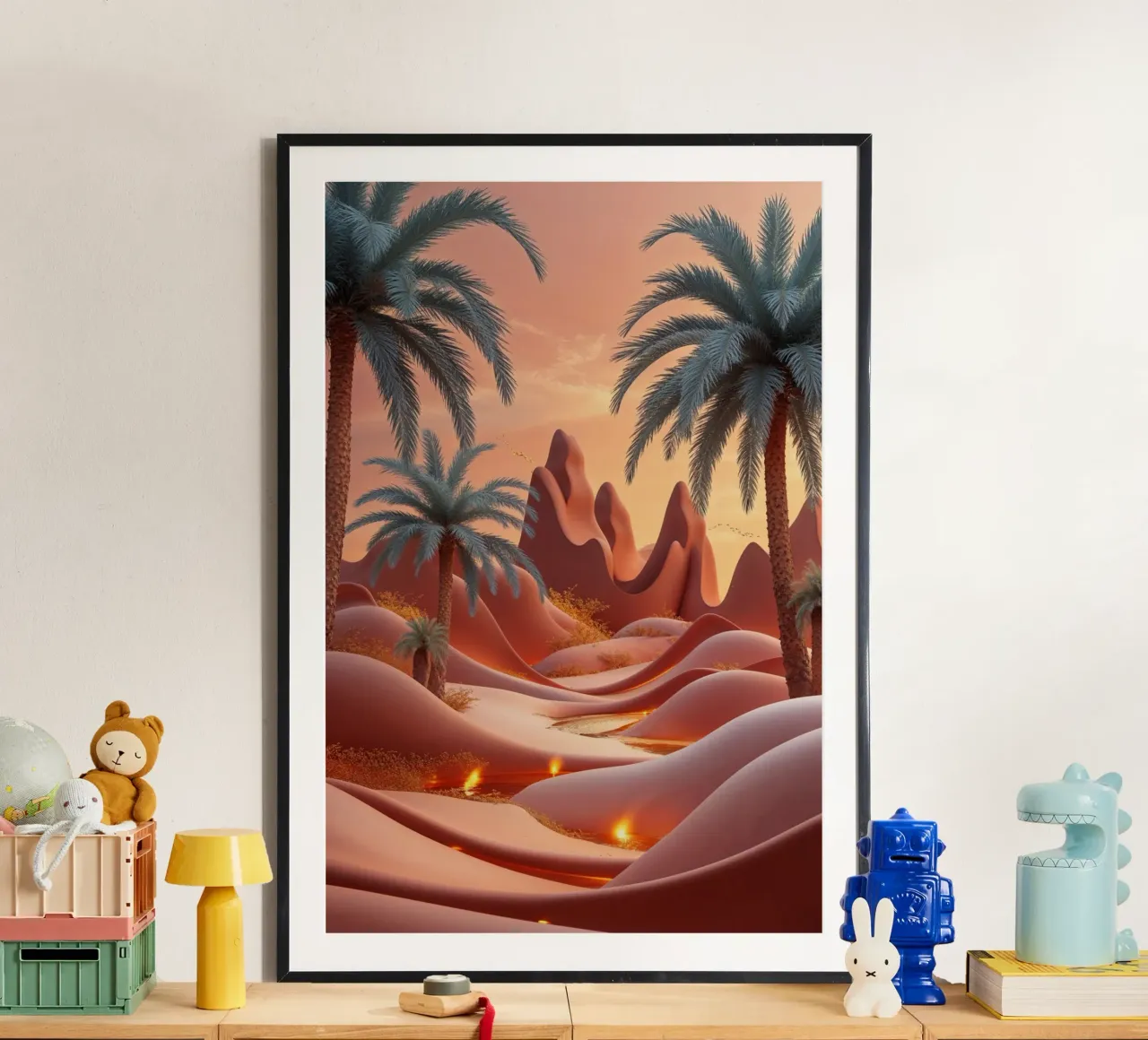 Dreamlike Desert Oasis with Flowing Light carta hahnemühle da AlbertKlee
