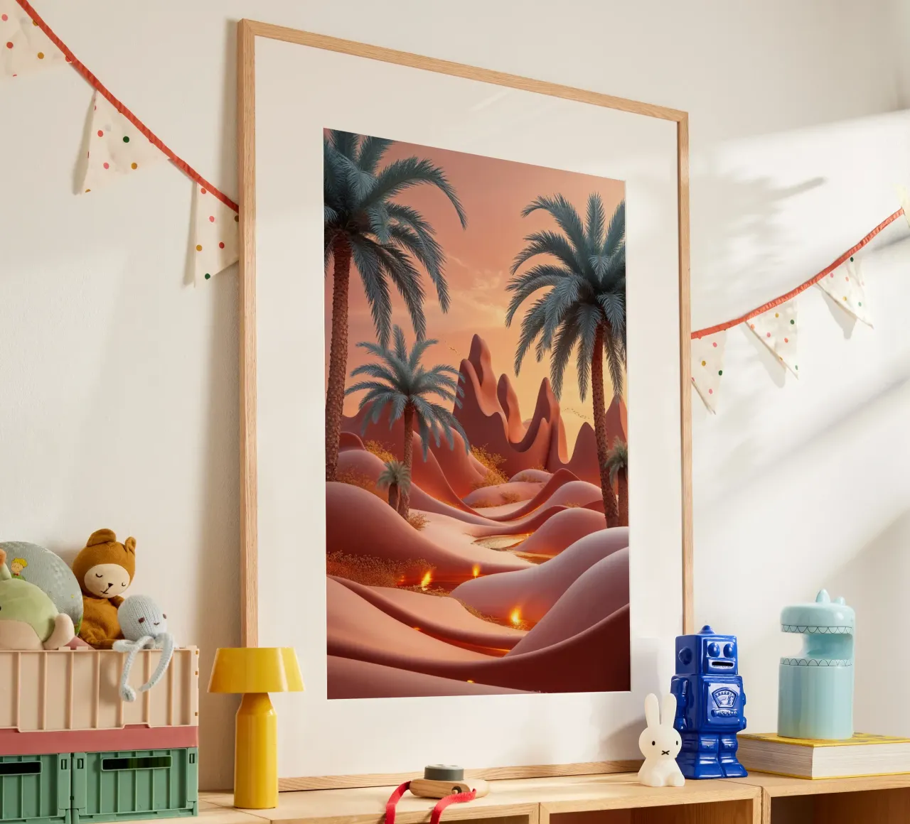 Dreamlike Desert Oasis with Flowing Light carta hahnemühle da AlbertKlee