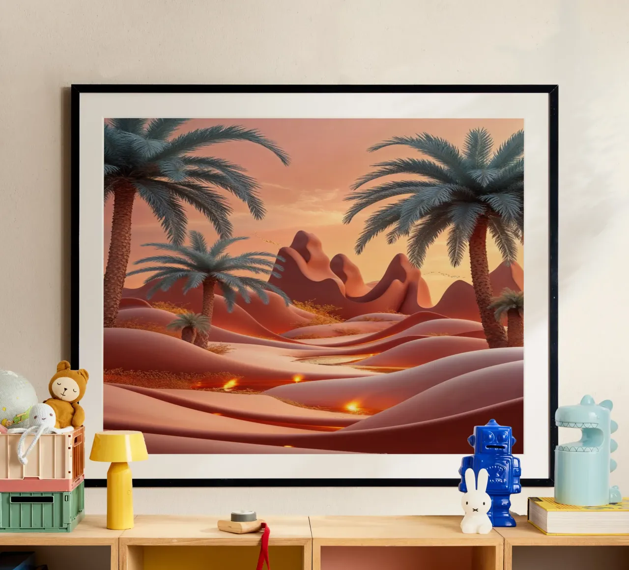 Dreamlike Desert Oasis with Flowing Light carta hahnemühle da AlbertKlee