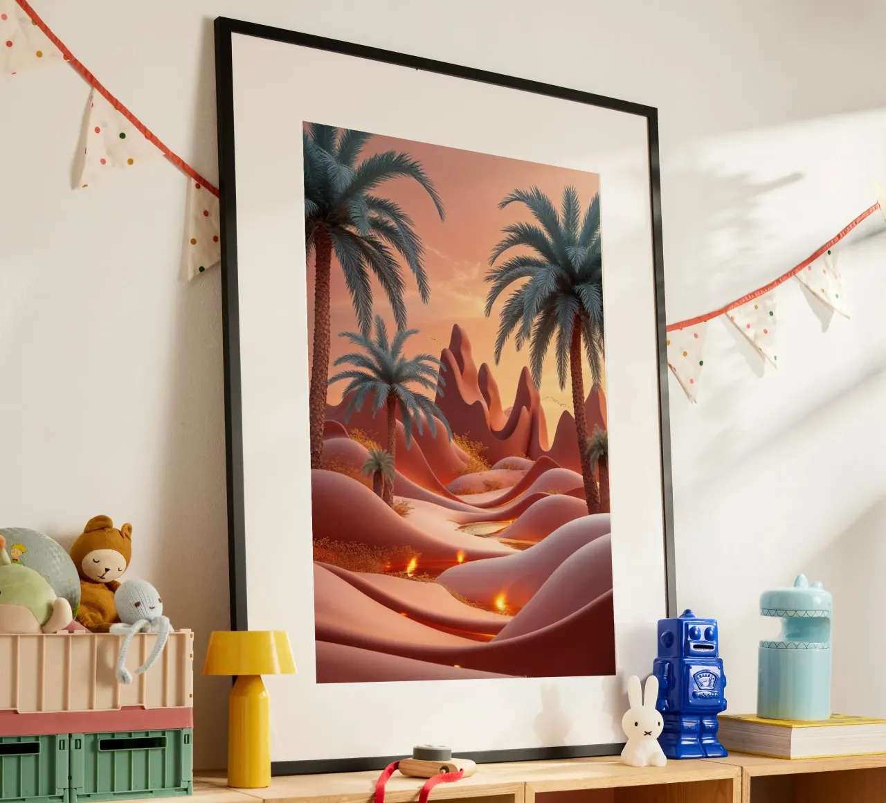 Dreamlike Desert Oasis with Flowing Light carta hahnemühle da AlbertKlee